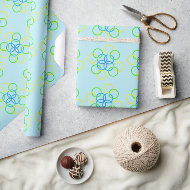 Gift Wrap - Intersecting Rings (blau) Geschenkpapier (Kunsthandwerk)