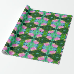 Gift Wrap Roll Pink Wasserfarbe Lotus Geschenkpapier