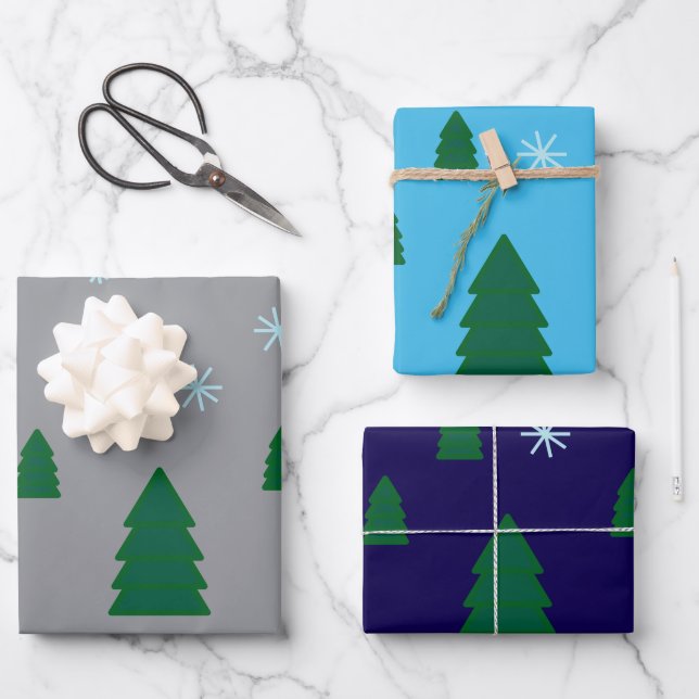 Gift Wrap Set - Kiefernwald im Schnee Geschenkpapier Set (Vorderseite)