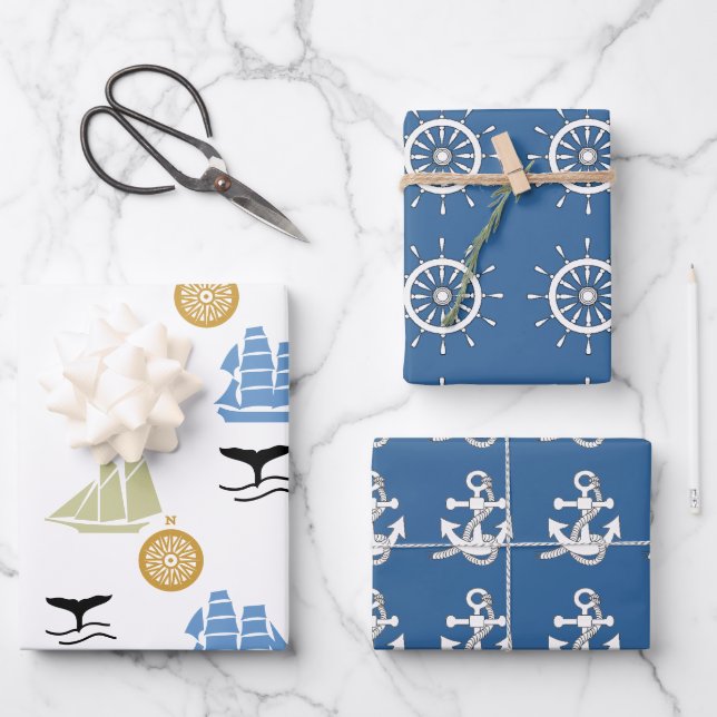 Gift Wrap Set - Nautical Theme Geschenkpapier Set (Vorderseite)