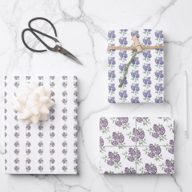 Gift Wrap Sheet Set - NGA Watercolor Lilacs Geschenkpapier Set (Vorderseite)