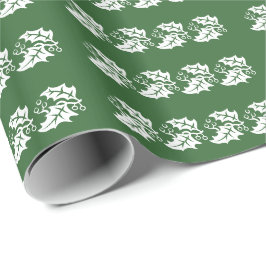 Gift Wrap - White Holly Blätter Geschenkpapier