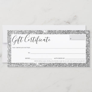 GIFT ZERTIFIKATE elegante Glasur silber Glitzer