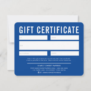 GIFT ZERTIFIKATE Moderne Business Chic königsblau