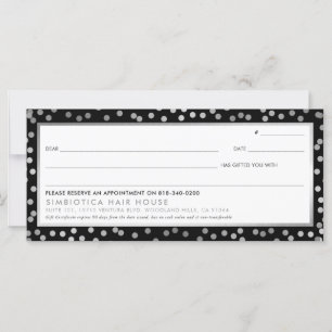 GIFT ZERTIFIKATE Moderne Glam Punkte silber schwar
