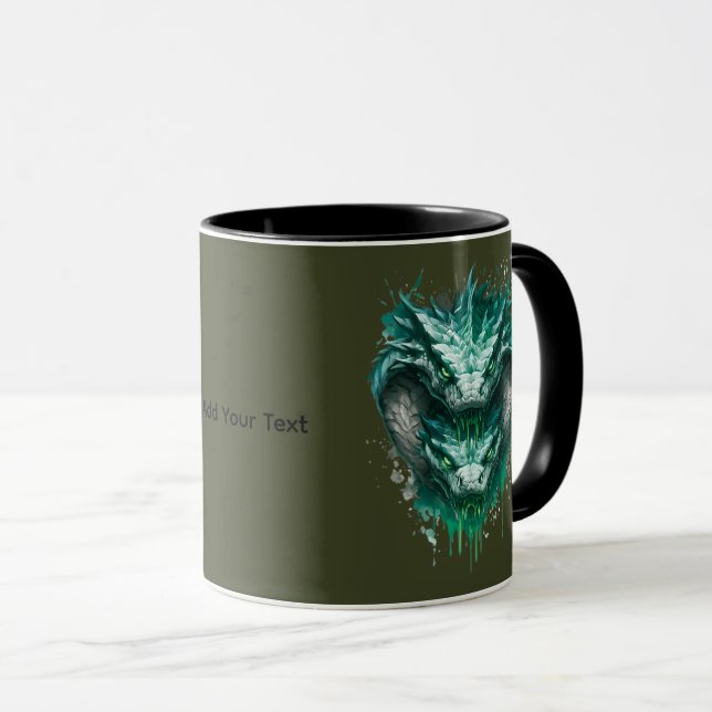 Giftbecher mit Wasserfarbspritzer und giftgrüner S Tasse (VorderseiteRechts)