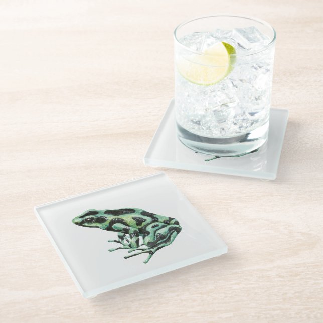 Giftdarmfrosch Glasuntersetzer (Schrägansicht)