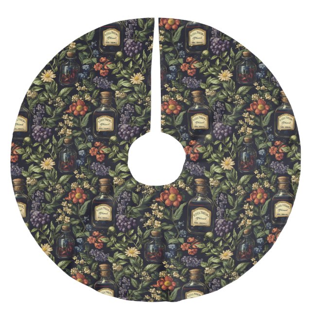 Giftige Blütenblätter Polyester Weihnachtsbaumdecke (Vorderseite)