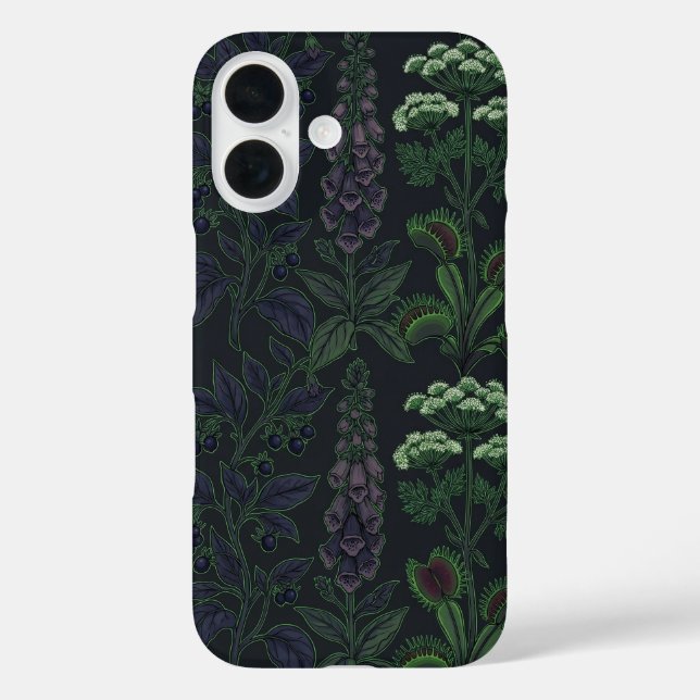 Giftige Pflanzen Dunkles Botanisches Muster Handyh iPhone 16 Hülle (Rückseite)