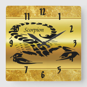 Giftige Scorpion, sehr giftiges Insekt Quadratische Wanduhr