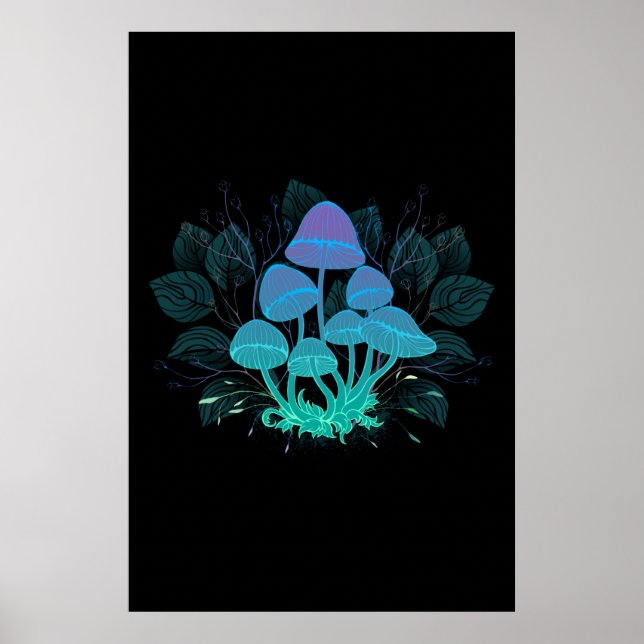 Giftpilze in Büschen Poster (Vorne)