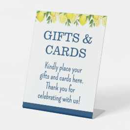 Gifts and Cards Lemon Bridal Shower Sign Sockelschild