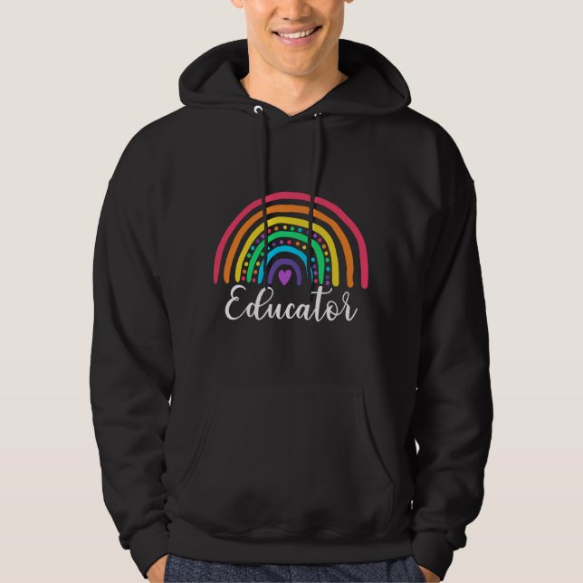 Gifts For Educator Rainbow Cute Educator Hoodie (Vorderseite)