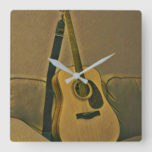 Gifts for guitarists quadratische wanduhr