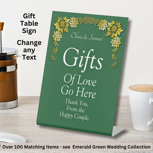 Gifts Table Emerald Green  Acrylic Pedestal Sign  Sockelschild (Von Creator hochgeladen)