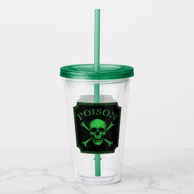 Giftschädel und Crossbones, Halloween-Design Print Acryltrinkbecher (Vorderseite)