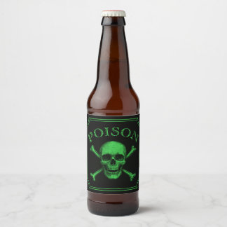 Giftschädel und Crossbones, Halloween-Design Print Bierflaschenetikett