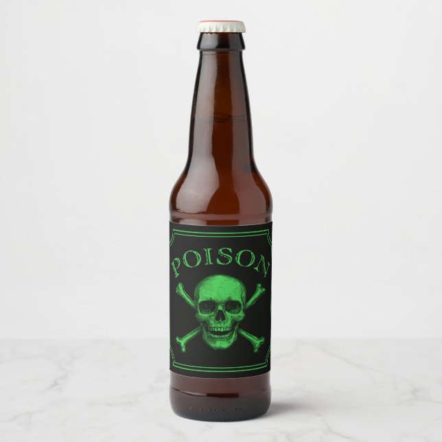 Giftschädel und Crossbones, Halloween-Design Print Bierflaschenetikett (Vorderseite)