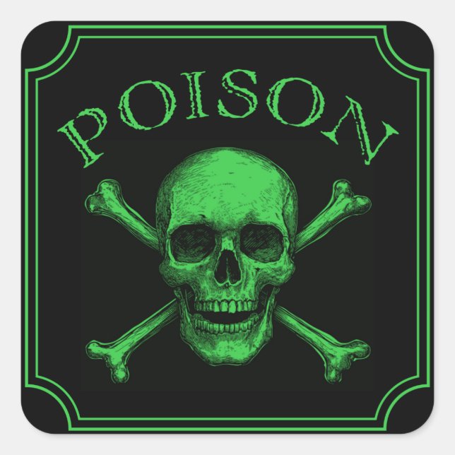 Giftschädel und Crossbones, Halloween-Design Print Quadratischer Aufkleber (Vorderseite)