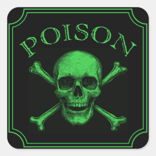 Giftschädel und Crossbones, Halloween-Design Print Quadratischer Aufkleber