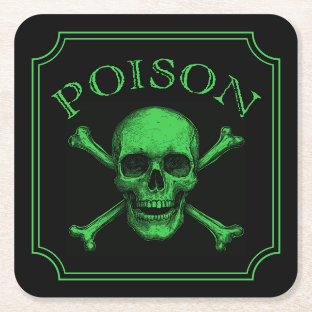 Giftschädel und Crossbones, Halloween-Design Print Rechteckiger Pappuntersetzer (Vorderseite)