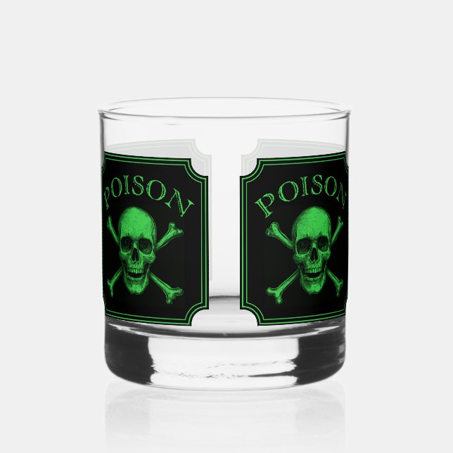 Giftschädel und Crossbones, Halloween-Design Print Whiskyglas (Rückseite)