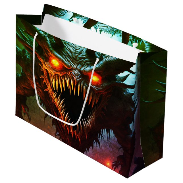 Gifttasche für Monster Halloween Große Geschenktüte (Vorderseite Schrägansicht)
