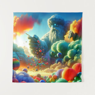 Gigant Making Colorful Candy aus Wolken Wandteppich