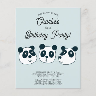 Gigant Panda Bear Erster Geburtstag Einladung