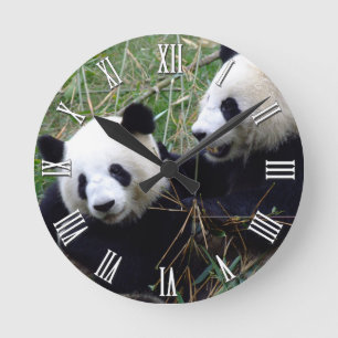 Gigant Panda Bears Liebe spielen / Pandas Familie Runde Wanduhr