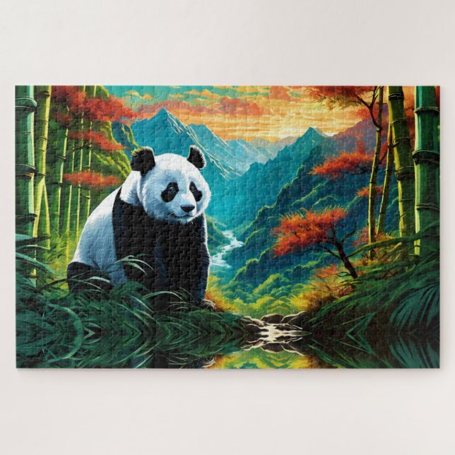 Gigant Panda im Bambuswald auf dem Berg (Horizontal)