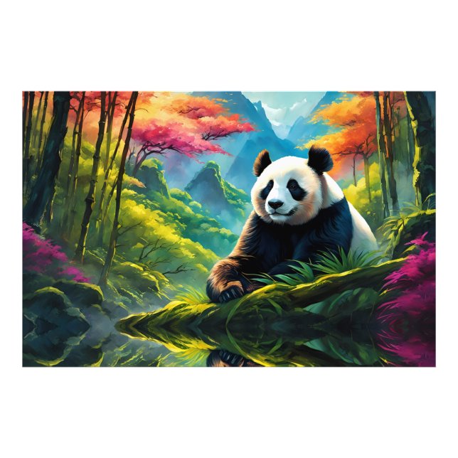 Gigant Panda im Bambuswald auf dem Berg Fotodruck (Vorne)