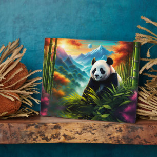 Gigant Panda im Bambuswald auf dem Berg Fotoplatte