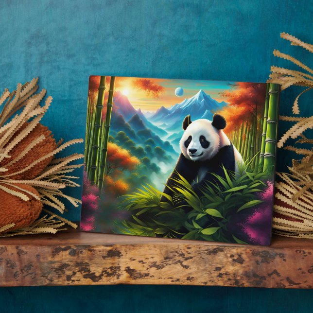 Gigant Panda im Bambuswald auf dem Berg Fotoplatte (Seite)