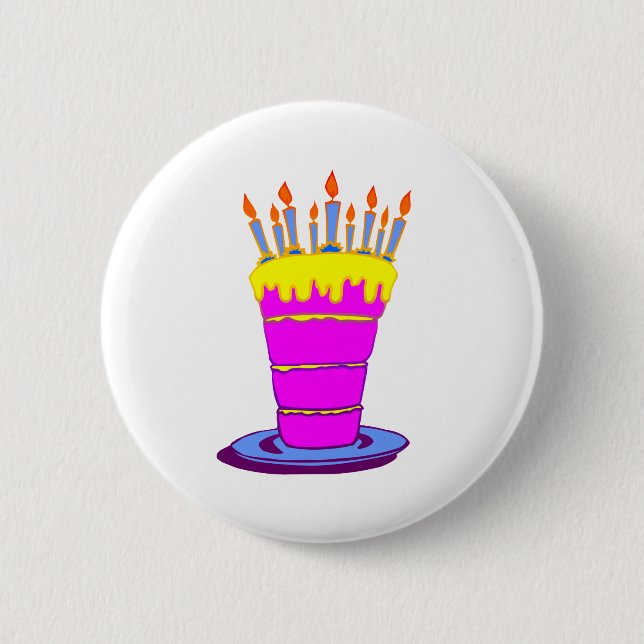 Gigant Pink Birthday Cake Button (Vorderseite)