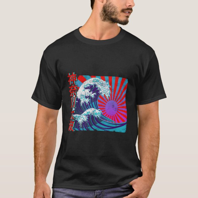 Gigant Wave Bright Japanisches Flag Kanji Writing  T-Shirt (Vorderseite)