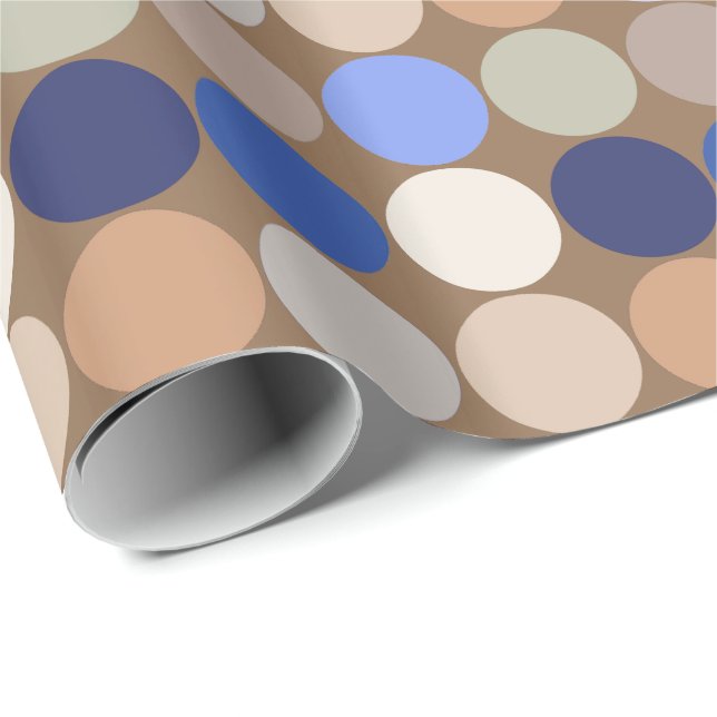 Giganten Dots, Taupe, Beige und Blau des Mittelalt Geschenkpapier (Rolleneckpunkt)