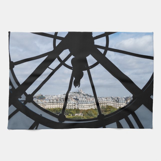 Gigantische Glasuhr im Musée d'Orsay - Paris Geschirrtuch (Horizontal)