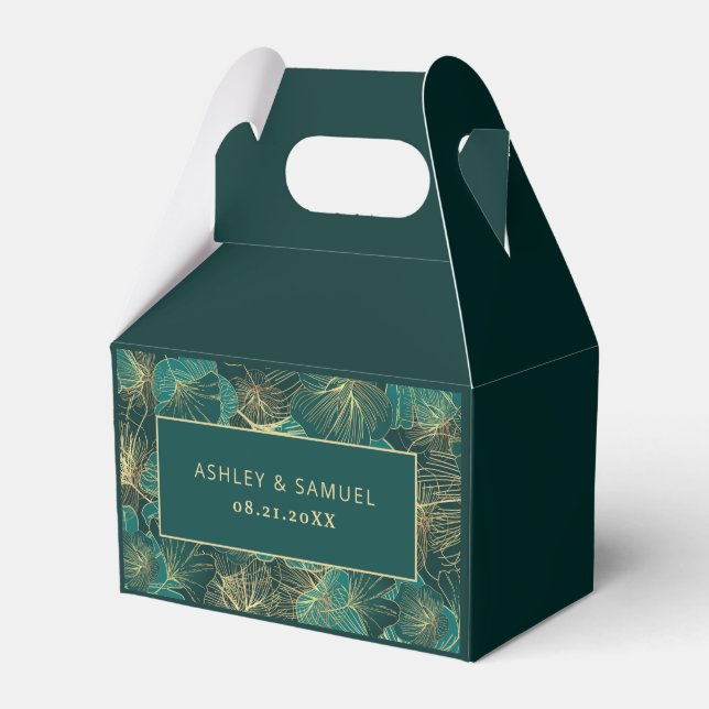Gigantische Golden & Blue-Green-Blätter Geschenkschachtel (Vorderseite)