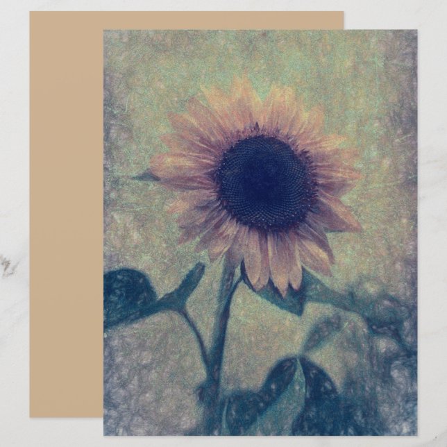 Gigantische Vintage Sonnenblume Gelbgrün (Vorne/Hinten)