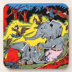 Giggle Animal Elephant Vintage Comicen Getränkeuntersetzer