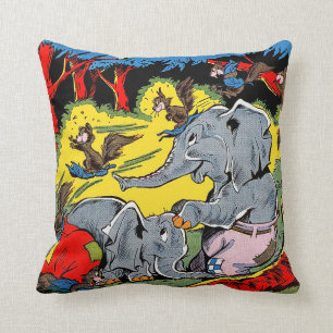 Giggle Animal Elephant Vintage Comicen Kissen