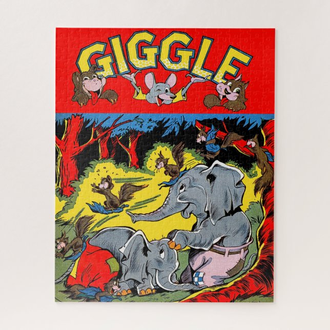 Giggle Elephant Animal Vintag Comic (Vertikal)
