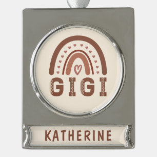 Gigi Boho Rainbow Niedliche Grandma Geschenke Banner-Ornament Silber