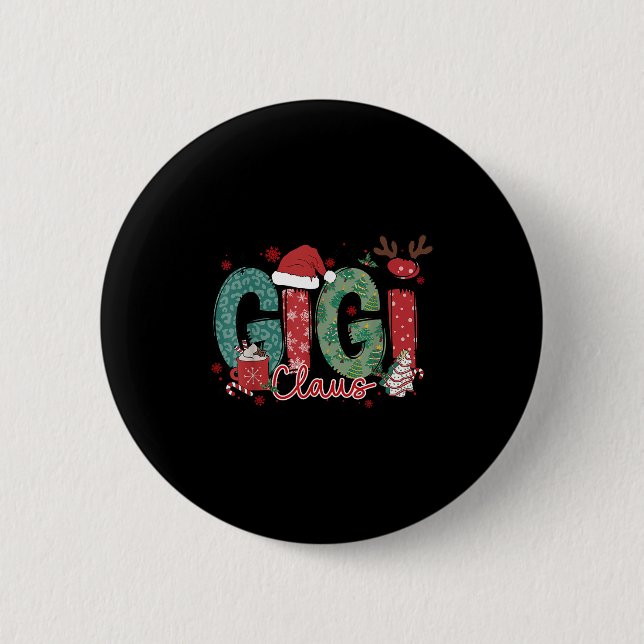 Gigi Claus Christmas Pajama Santa Claus Family Mat Button (Vorderseite)