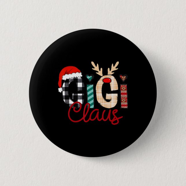 Gigi Claus Reindeer Christmas Button (Vorderseite)