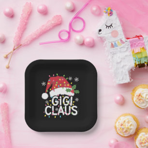 Gigi Claus Weihnachtslicht Pajama Familie Matching Pappteller