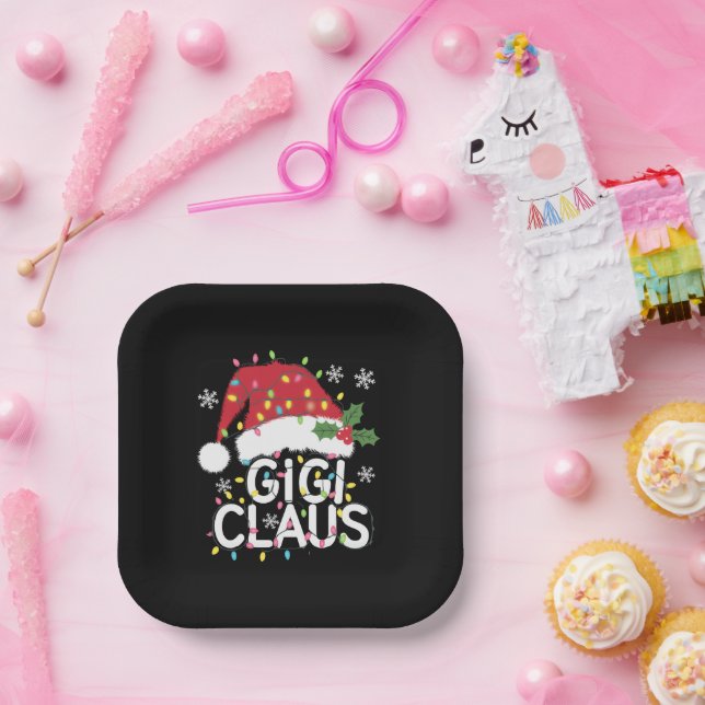 Gigi Claus Weihnachtslicht Pajama Familie Matching Pappteller (Party)