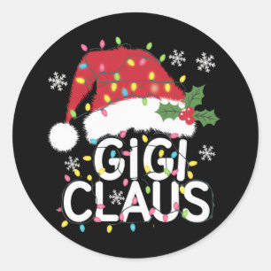 Gigi Claus Weihnachtslicht Pajama Familie Matching Runder Aufkleber