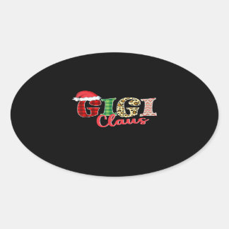 Gigi Claus Weihnachtsmannmütze Funny Xmas Pajama K Ovaler Aufkleber